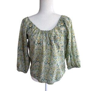 Liberty Art Fabrics For J.Crew Womens Floral Boho Peasant Blouse Small